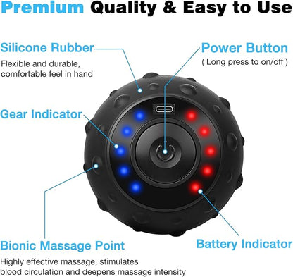 Upgraded 5-Gear Vibrating Massage Ball, Rechargable Massage Vibrating Ball for Fitness, Training, Therapy and Relaxation
