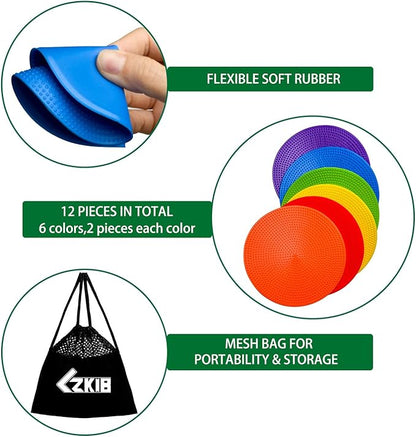 Spot Markers 4.72/9 Inch 12/24/36 Pcs Anti-Slip Agility Floor Markers,Colorful Flat Field Gym Classroom Floor Spots Set for Indoor Outdoor Soccer Basketball Sports Speed Training and Drills