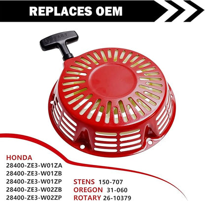 Recoil Starter Replacement for Honda Gx340 Gx390 11hp 13hp 28400-ZE3-W01ZA Oregon 31-060 Rotary 26-10379