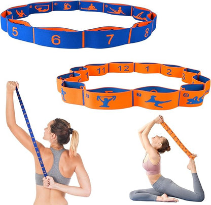 Elastic Yoga Stretching Strap with Loops, CEILIWEN Stretch Straps for Physical Therapy, Pilates Stretch Band, Elastic Exercise Bands, Leg Stretching Strap, Stretch Resistance Bands for Exercise