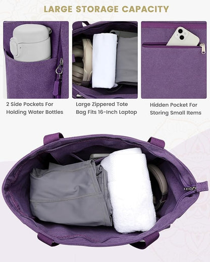 Gonex Yoga Mat Bag, Large Tote Bag with Multi Pockets for Women Men, Canvas Mat Carrier, Full Zipper Easy Access for Pilates Gym Travel