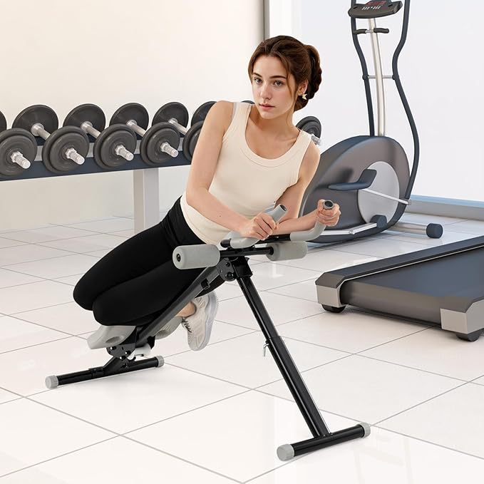 GYMAX Ab Workout Equipment, Adjustable Ab Machine for Whole Body Home Exercise with LCD Monitor, Big Knee Pads & Foam Cover, Core Ab Stomach Trainer for Home Gym Strength Training