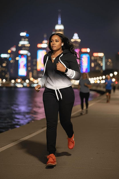 CLOCOR Track Suits for Women Set - Casual 2 Piece Outfits Sweatsuit Pocket Hoodies Long Sleeve with Patchwork Pants Set