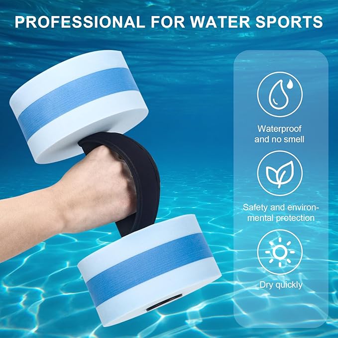 UNAOIWN Water Weights for Pool Exercise 2Pcs Water Dumbbells Aerobics Pool Barbells Lightweight Resistance Aquatic Dumbbell for Swimming