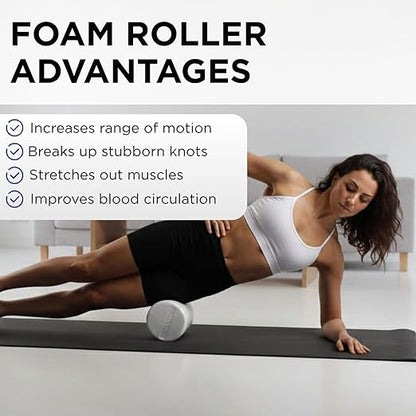 THERABAND Pro Foam Roller, 6" x 36" Round; White Back Roller, Compact 6 Inch Diameter for Deep Tissue Massage, Physical Therapy, Myofascial Release, Core Stabilization