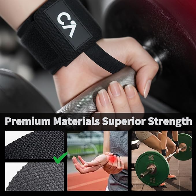 Wrist Wraps for Weightlifting – 12"-18" Adjustable Wrist Support with Thumb Loop, Stable Gym Straps for Bench Press, Powerlifting & Strength Training