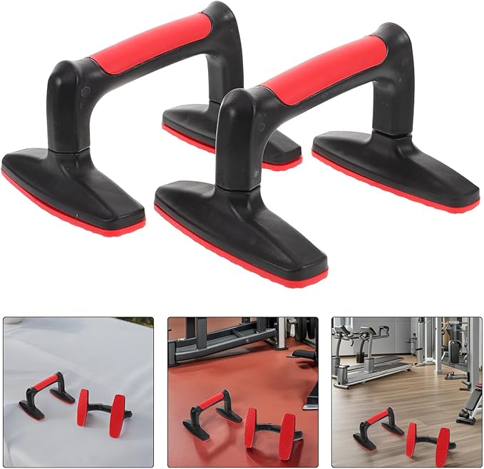 2pcs Red Plastic Parallette Bars Push up Handles Non-slip Push up Helpers for Home Workout Strength Training and Chest Muscle Exercise