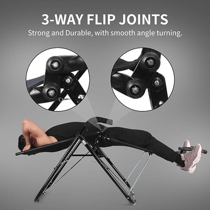 leikefitness Ab Exercise Chair Core Strengthening Lightweight Foldable Sport Abdominal Exerciser Strength Training Inversion Equipment (Black)