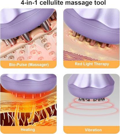 4-in-1 Lymphatic Drainage Massager - Anti Cellulite Massage Tool with Heating/Vibration/Red Light/Microcurrent,Body Sculpting Machine for Legs/Belly/Back/Hips/Reduce Stretch Marks & Cellulite