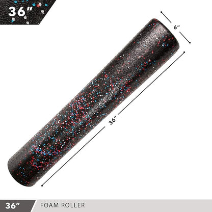 Day 1 Fitness High Density Muscle Foam Rollers - Sports Massage Rollers for Stretching, Physical Therapy, Deep Tissue, Myofascial Release - Ideal for Exercise and Pain Relief – USA Speckled, 36”