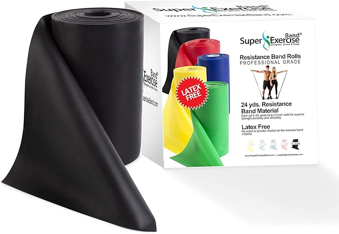 Resistance Band for Working Out | Super Exercise Bands 8,16,24 Yard Bulk Rolls |10 Strengths in Light Medium and Heavy Resistance Bands | Latex Free Workout Bands Including App and e-Book