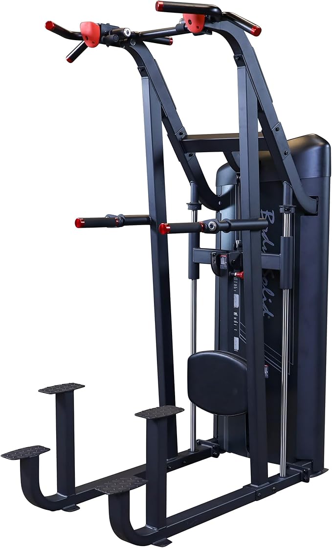 Body Solid (S2ACDX-2) Pro Clubline Series II Chin and Dip Machine, Commercial and Home Fitness Equipment, Pull Up Station and Dip Bars for Strength Training, 235 Lb. Weight Stack