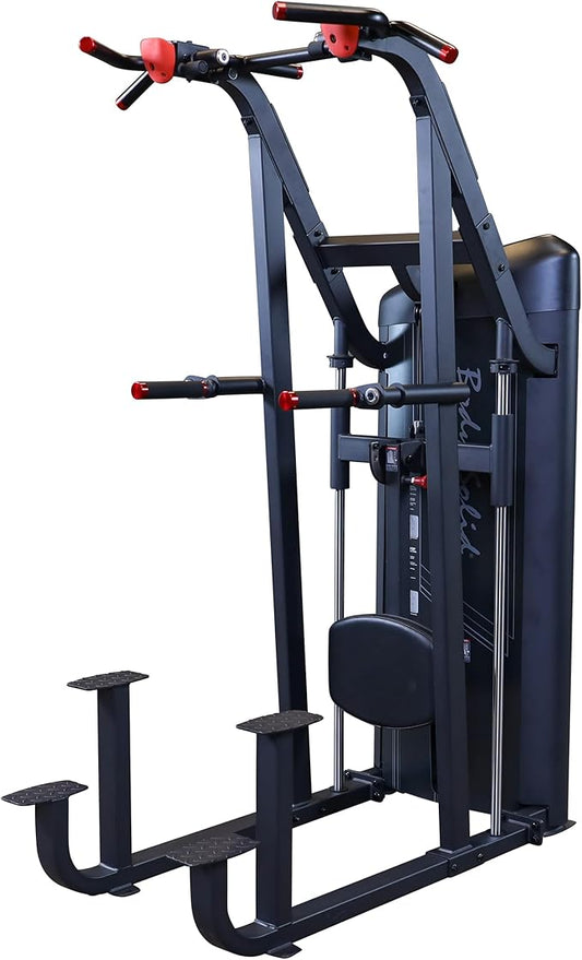 Body Solid (S2ACDX-2) Pro Clubline Series II Chin and Dip Machine, Commercial and Home Fitness Equipment, Pull Up Station and Dip Bars for Strength Training, 235 Lb. Weight Stack