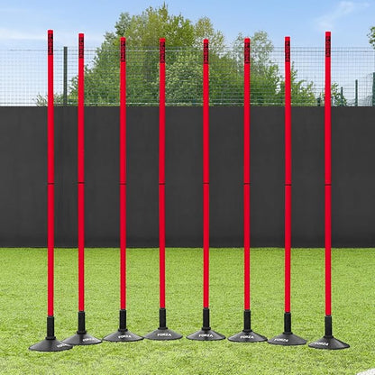 FORZA Slalom Agility Poles | Improve Endurance, Speed & Footwork | Color, Size & Rubber Base Options Available [8 Pack]