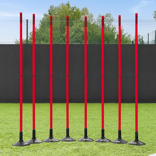 FORZA Slalom Agility Poles | Improve Endurance, Speed & Footwork | Color, Size & Rubber Base Options Available [8 Pack]