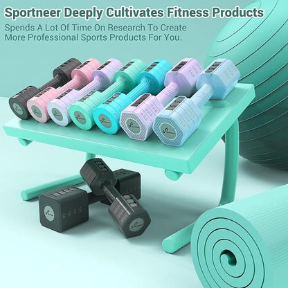 Sportneer Adjustable Dumbbells Hand Weights Set: 5 lb Dumbbell Set of 2 Each 2lb 3lb 4lb 5lb Free Weights Fast Adjust Weight 4 In 1 Weights Dumbbells Set for Women Men Home Gym Exercise Training