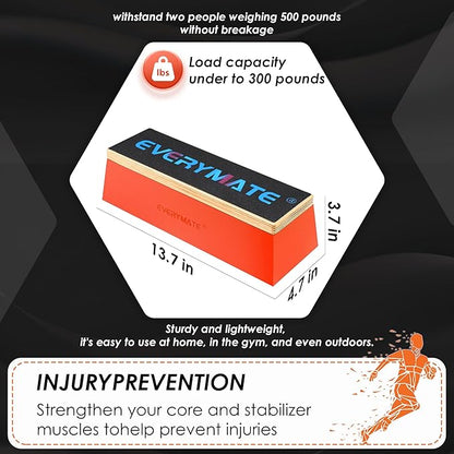 EVERYMATE Squat Block Athletic Balance Trainer for Stretching, Fitness, and Physical Therapy, Improve Balance, Stability, and Athletic Performance, Home Gym and Personal Training Equipment