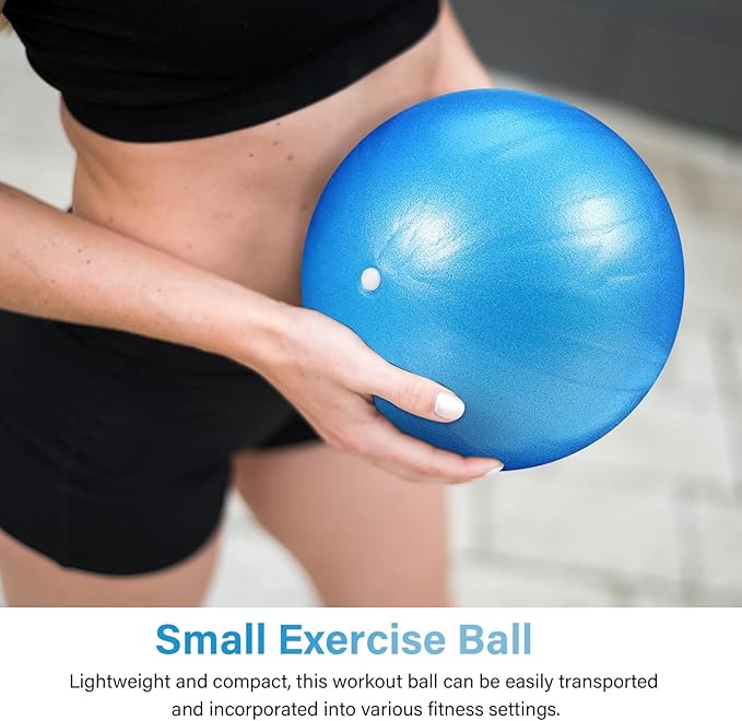 COHEALI Mini Pilates Ball Small PVC Exercise Ball Blue Balancing Stability Trainer Core Workout Gym Equipment for Pilates Yoga and Physical Therapy