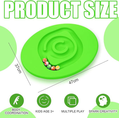 Kids Maze Balance Board Plastic Wobble Rocker Balance Board with Mini Balls Load 170lb for Balancing Exercise Equipment Game Boys Girls Physical Therapy 18.5 x 14.57 Inch(Green,Round)