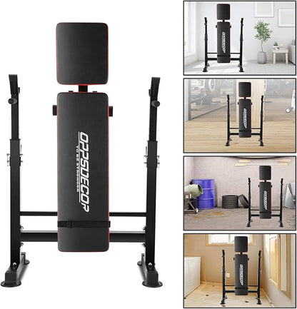OPPSDECOR 6 in 1 900LBS Weight Bench with Leg Extension and Leg Curl, Foldable Bench Press Set and Squat Barbell Rack with Preacher Curl, Adjustable Workout Bench for Home Gym Strength Training PXZXYX1