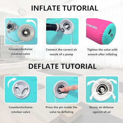 Air Roller Gymnastics Barrel Inflatable Tumbling Roller Air Mat, Air Barrel Gymnastics Tumble Track Mat with Pump for Backhandspring/Training Cheerleading/Yoga/Home and Outdoor Use