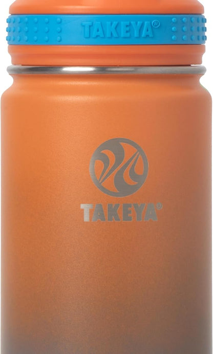 Takeya 18 oz Actives Stainless Steel Water Bottle with Straw Lid – Leakproof, Double-Wall Insulated, Keeps Drinks Cold 24 hrs/Hot 12 hrs, BPA-Free, Powder-Coated, Gym & Travel, Ombre Awestruck