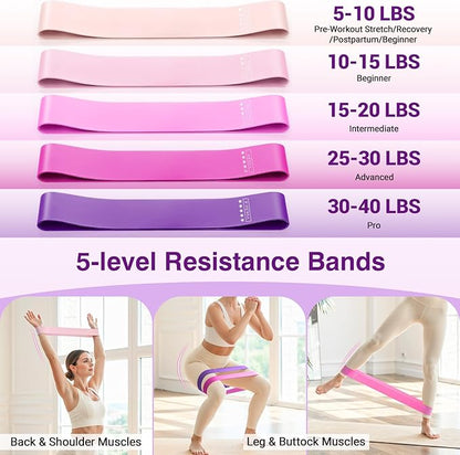 Rhino Valley Home Pilates Kit for Women, Pilates Equipment with 13'' Magic Circle, Mini Ball, 5 Resistance Bands, Bag & Guides, Beginner Home Workout Essentials Set for Full-Body Exercise