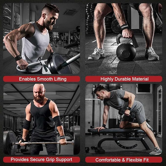 Gym Lifting Straps for Weightlifting & Deadlift - Non-Slip Silicone Grip, Padded Wrist Support for Bodybuilding, Workout & Strength Training, Unisex Design for Men & Women