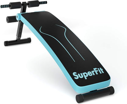 Goplus Adjustable Sit Up Bench, AB Slant Decline Incline Bench, Curved Workout Equipment for Home Gym Strength Training, Max Load 441 LBS