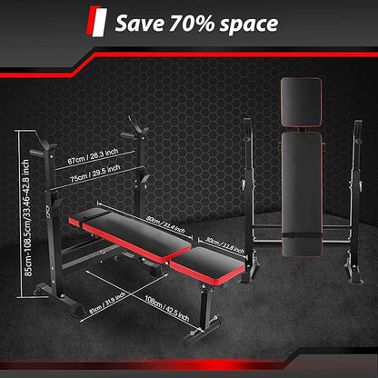 OPPSDECOR 600LBS 6 in 1 Weight Bench Set, Adjustable Bench Press Set and Squat Rack, Foldable Workout Benches for Home Gym, Incline Decline Flat Sit Up Strength Training Bench
