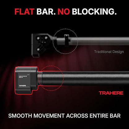 Doorway Pull Up Bar, Patented Flat Structure with Uninterrupted Full-Length Grip, Extra Wide 26.8–32.7", 573 lbs Capacity, Adjustable 31.8–36.6" Doorways, Tool-Free Installation