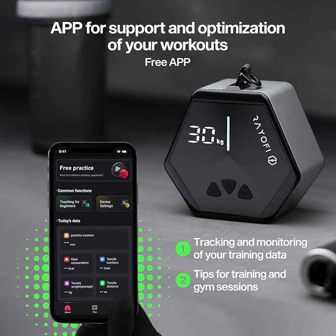 GO-Tone Portable Cable Gym, 7-66LB Adjustable Resistance Band, App & Bluetooth Connection， Multifunctional Fitness Equipment, Suitable for Home & Travel