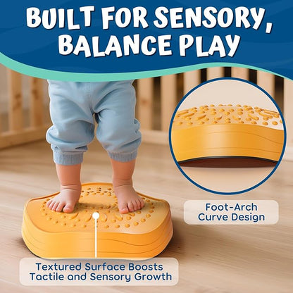 Lehoo Castle Stepping Stones for Kids, Non-Slip Toddler Stepping Stones, Indoor & Outdoor Sensory Toys for Toddlers 1-3, Balance Board Obstacle Course for Kids 3-5