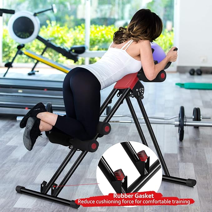 GYMAX Ab Machine, 440LBS Abdominal Workout Equipment with LCD Monitor, Adjustable Incline & Kneed Protection, Folding Compact Ab Trainer for Stomach Workout, Home Gym Core Strength Training
