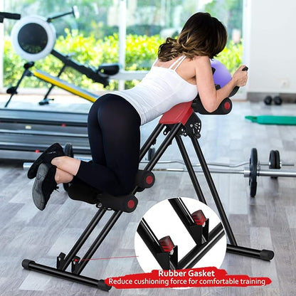GYMAX Ab Machine, 440LBS Abdominal Workout Equipment with LCD Monitor, Adjustable Incline & Kneed Protection, Folding Compact Ab Trainer for Stomach Workout, Home Gym Core Strength Training