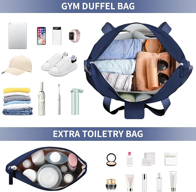 ETRONIK Gym Bag for Women, Personal Item Travel Bag with Shoes Compartment, Weekender Overnight Duffel Bag with Wet Pocket & USB Charging Port, Carry On Bag for Women, Travel, Gym, Weekend