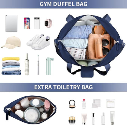 ETRONIK Gym Bag for Women, Personal Item Travel Bag with Shoes Compartment, Weekender Overnight Duffel Bag with Wet Pocket & USB Charging Port, Carry On Bag for Women, Travel, Gym, Weekend