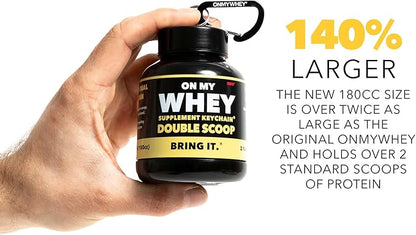 ONMYWHEY Protein Powder Container to Go - Travel Water Bottle Funnel for Mixes, Portable Pre Workout Supplement Containers & Dispenser Funnels, Mini Preworkout Supplements Holder Keychain Bottles