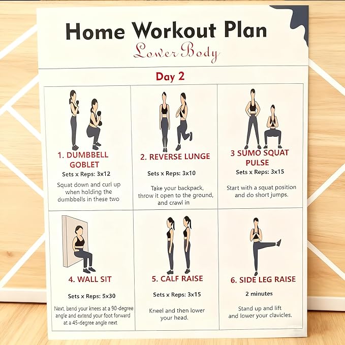 6-Pack Dumbbell Workout Posters for Beginners | Home Fitness Plan with Daily Exercise Routines for Weight Loss & Muscle Tone, Strength & Flexibility | Cycle Through Daily Guided Workouts | 8x10 Inch Charts (Deep Blue)