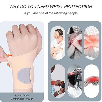 2 Pcs Ultra-Thin Wrist Brace Support for Carpal Tunnel, Pain Relief, Arthritis, Tendonitis, Elastic Wrist Wraps Right and Left Hands - Compression and Support for Fitness Enthusiasts (All Skin Tone)