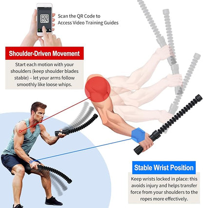 Ropeless Battle Ropes, Cordless Weighted Workout Ropes with Flexible Design, Low Impact Portable No Noise Fitness Equipment for Apartment Home Gym, Arm Training HIIT Cardio for Men & Women