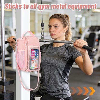 Magnetic Gym Water Bottle Bag with Strong Magnet Holder for Men and Women, Small Carrying Pouch for Phone Keys and Earbuds, Secure Metal Attachment for Gym and Sports Use
