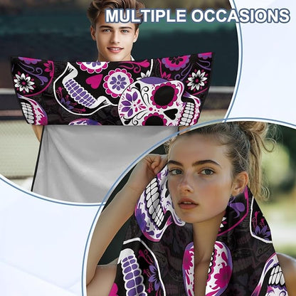 Bulopur Sugar Skull Car Seat Towel Cover Absorbent Soft Beach Towel Car Seat Covers Front Seats Running Post Workout Sweatproof Yoga Towels Blanket