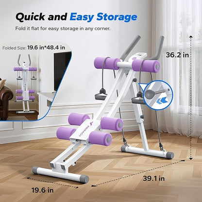 MERACH Dual Track Ab Machine, Adjustable Ab Trainer Machine, Ab Workout Equipment for Home Gym, Ergonomic Arc Track for Better Abs, Foldable Workout Machine for Full Body Workout Home Exercise (Black)