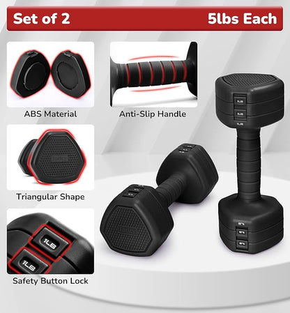 10LBS 20LBS 30LBS Dumbbells Adjustable Dumbbell Set of 2, Hand Weights for Women Men Free Weight Dumbbells Sets for Home Gym & Outdoor Exercise Workout Strength Training Equipments