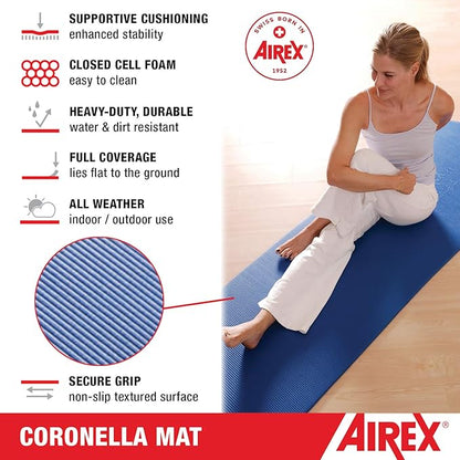 AIREX Official Coronella Exercise Mat - Home Workout Mat for Rehabilitation, Strength Training, Aerobics, Water Fitness, Exercise, Home Workouts, Floor Exercises with Premium Foam