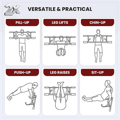 Door Chin Up Door Bar Home Gym - Pull Up - Adjustable Fits Residential Doorways - Supports Up to 300 Pounds - Easy to Mount - Build Upper Body Strength at Home Pump Biceps, Triceps, Lats