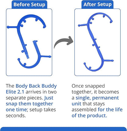 Body Back Buddy Elite Trigger Point Massage Tool, Neck and Back Massager Handheld, Manual Self Massager, Massage Cane, Muscle Knot Remover with Instructions, 2-Pack Bundle (Blue)