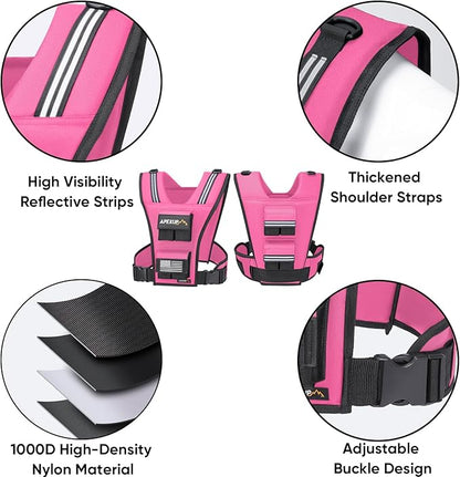APEXUP Adjustable Weighted Vest Men 20lbs/30lbs/40lbs Weights with Reflective Stripe, Weight Vest Woman Workout Vest for Strength Training Running Walking