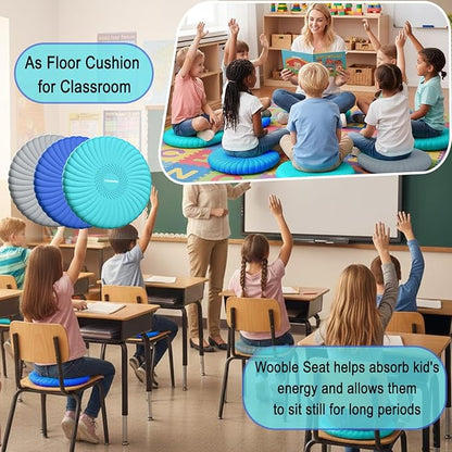 Wobble Cushion Core Balance Disc, Wiggle Seat for Sensory Kids to Stay Focused, Non-slip Balance Pads with Inflation Pump for Physical Therapy & Core Strength
